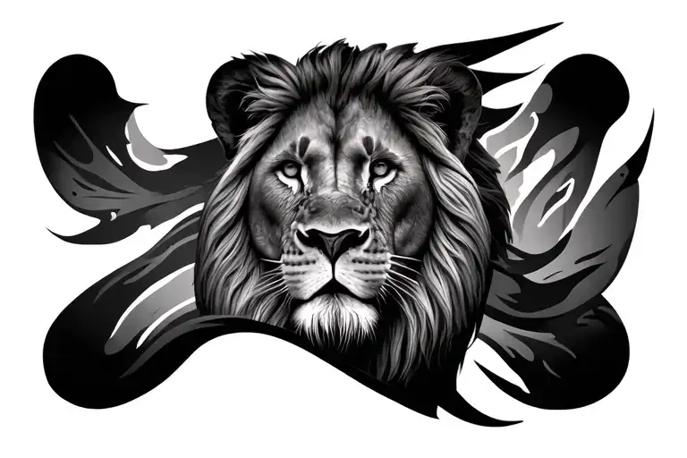 lion face tattoo design idea