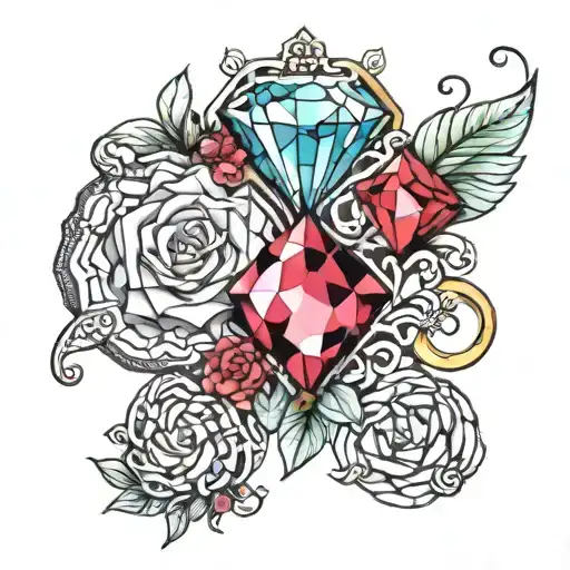 February,December,gemstones,2 kids, mom tattoo design idea