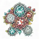 February,December,gemstones,2 kids, mom tattoo design idea