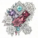 February,December,gemstones,2 kids, mom tattoo design idea