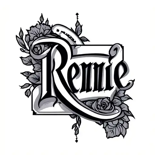 "Rennie" Cartel lettering tattoo tattoo design idea