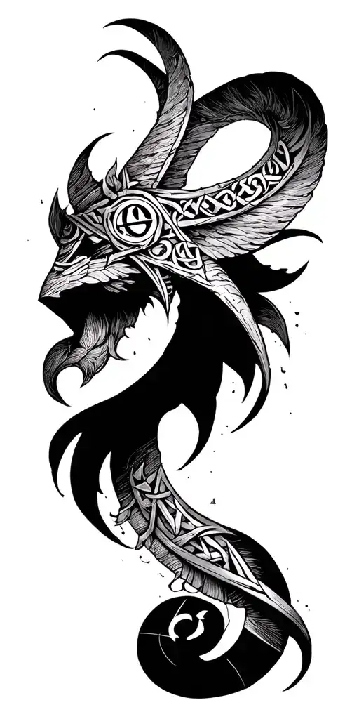 Norse runes, Philosophy, Anarchism, scepticism, simulation coding tattoo design idea