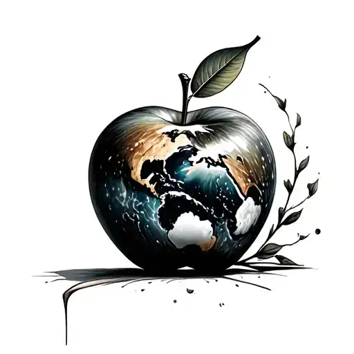 Apple, Earth, New Start tattoo design idea
