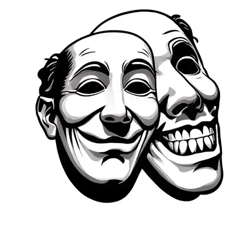 comedy and tragedy mask tattoo design idea
