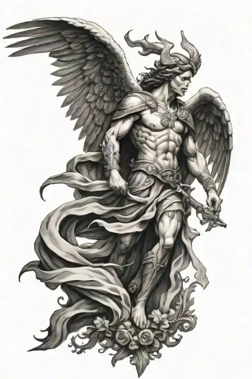 st Michael vs lucifer Angle wings tattoo design idea