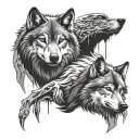 two wolves tattoo design idea