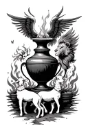 dance, faith, prison wall, fire, moses, broken vase, lion, lamb, grace tattoo design idea