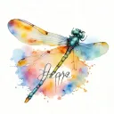 Dragonfly, Semicolon and Hope written tattoo design idea