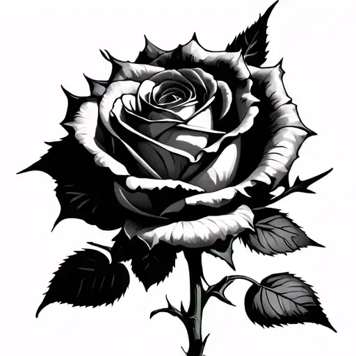 rose with thorns and plaster tattoo design idea