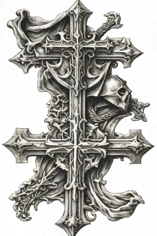 cross and crusader tattoo design idea