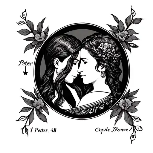 1 Peter 4:8 couple design tattoo design idea