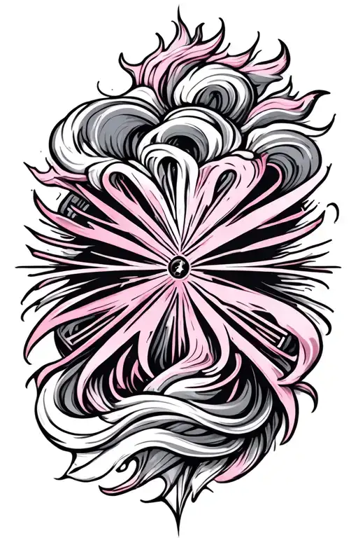 pink with Roman numeral 12, 8, 27, with its kinds of waves tattoo design idea