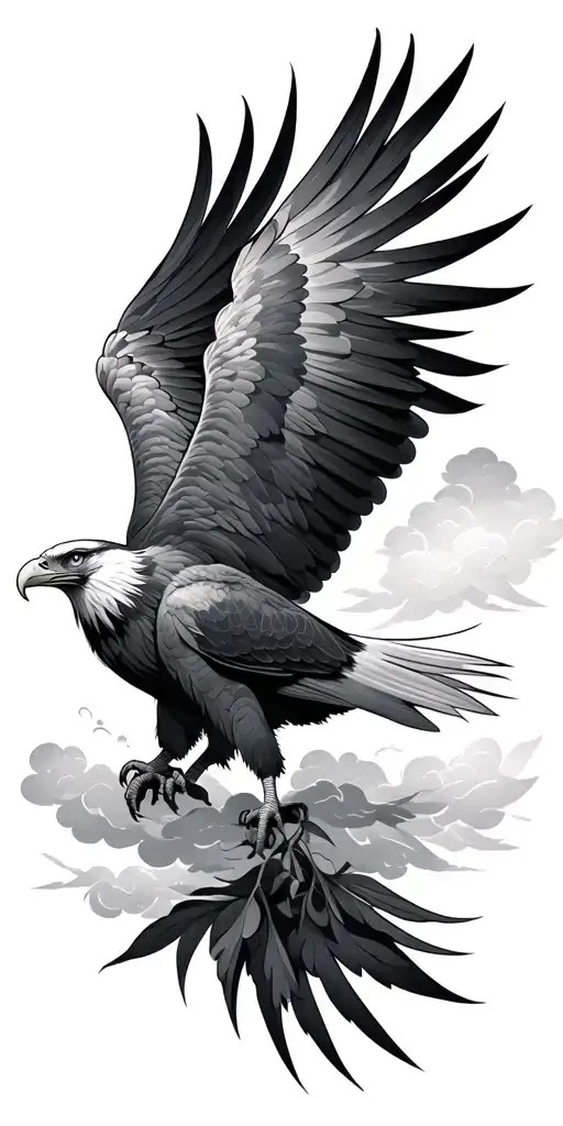 eagle nature clouds tattoo design idea
