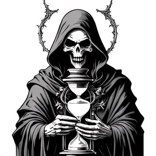 grim reaper holding hourglass tattoo design idea