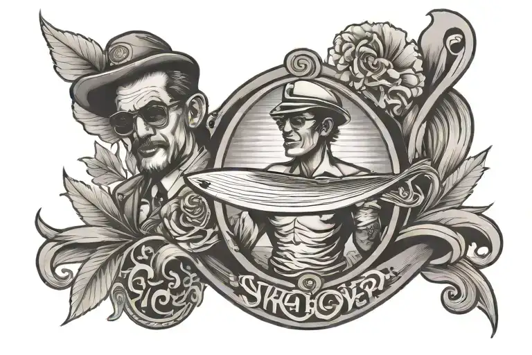 surf lawyer tattoo design idea