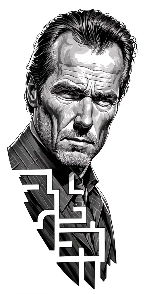 westworld maze, red dead redemption and clint eastwood tattoo design idea