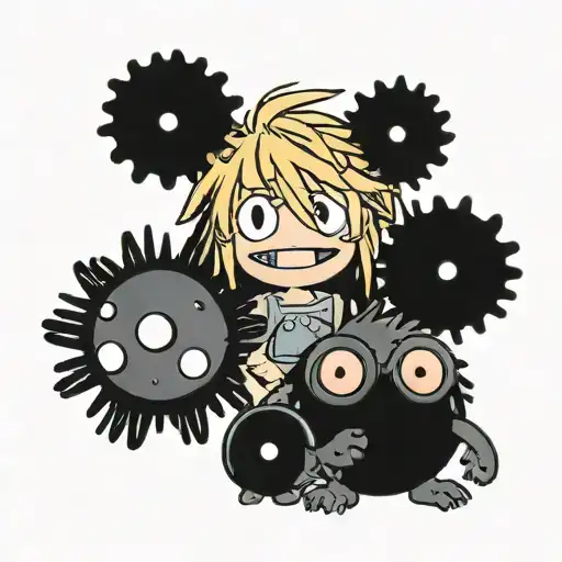 4 soot sprites from Howl's Moving Castle holding stars tattoo design idea