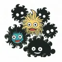 4 soot sprites from Howl's Moving Castle holding stars tattoo design idea