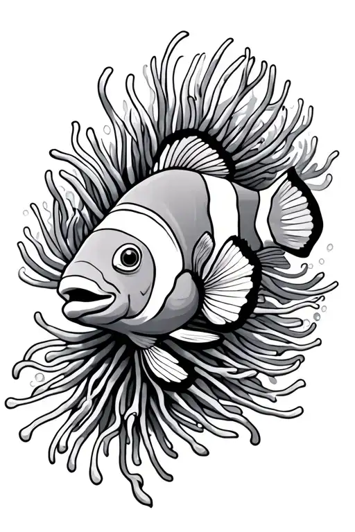 Clown Fish anemone coral reef tattoo design idea
