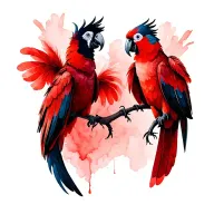 red black Cockatoo tail feathers male and female tattoo design idea