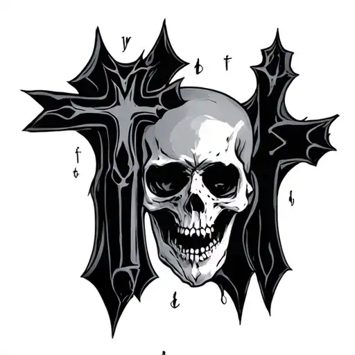 fear no evil triple cross tattoo design idea