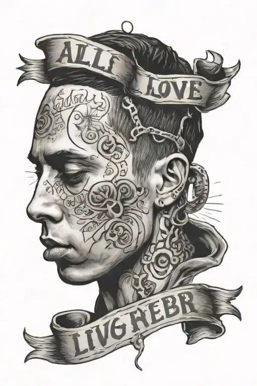canserbero the rapper incorporating the text all we need is love tattoo design idea