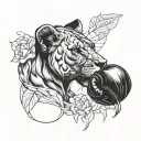 lioness wearing boxing gloves tattoo design idea