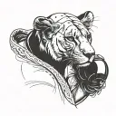 lioness wearing boxing gloves tattoo design idea