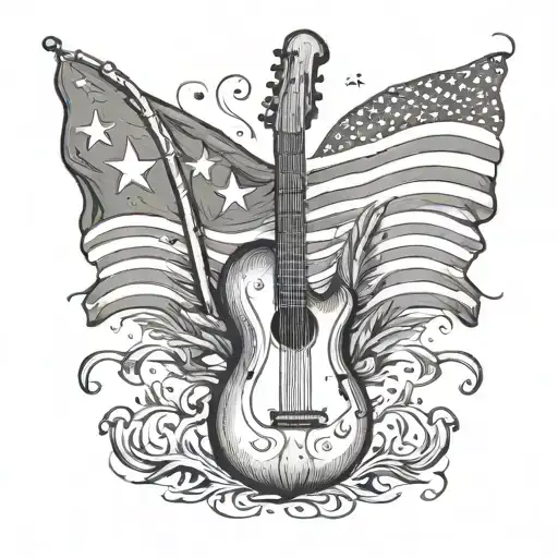 Create a tattoo that blends Honduran and American flags with musical elements to represent your heritage and interests tattoo design idea