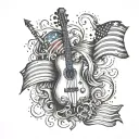Create a tattoo that blends Honduran and American flags with musical elements to represent your heritage and interests tattoo design idea
