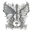 Create a tattoo that blends Honduran and American flags with musical elements to represent your heritage and interests tattoo design idea