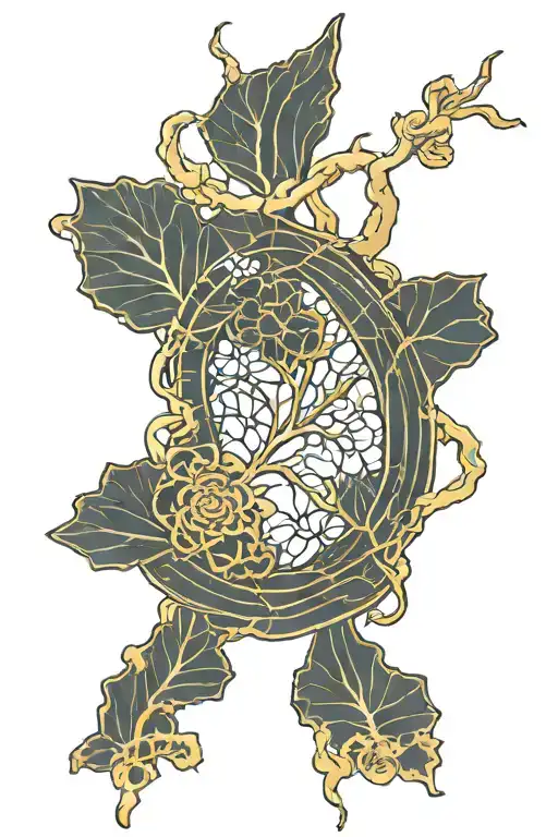 Kintsugi themed tattoo in gold tattoo design idea