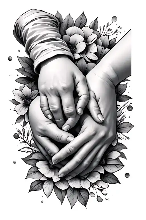 children's hands holding mom's hand holding tattoo design idea