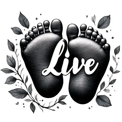 name of child Liv connected with baby feet than live tattoo design idea
