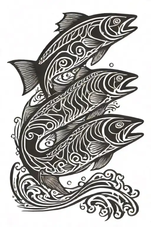 salmon swimming upstream tattoo design idea