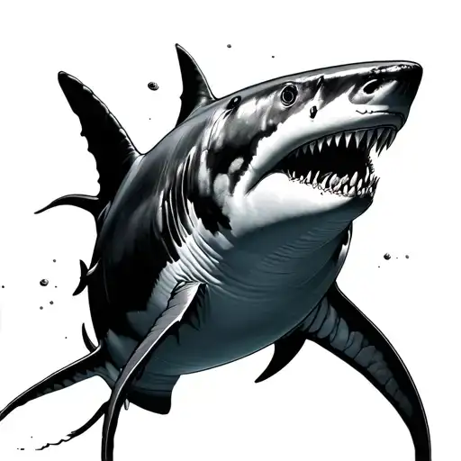 underwater coral reef saltwater ocean sharks circling tattoo design idea