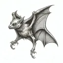 bat hanging upside tattoo design idea