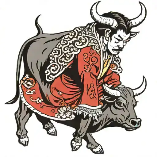 Spanish  Matador and bull tattoo design idea