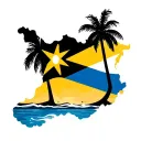 Curacao Flag in the island shape with beach and coconut trees Dominican Flag in the island shape with beaches and coconu tattoo design idea