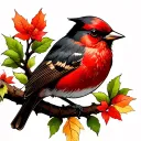 Red Robin on a branch tattoo design idea