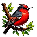 Red Robin on a branch tattoo design idea