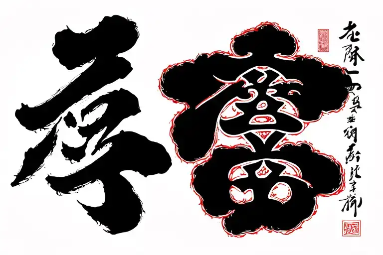 Chinese characters vertically and side by side Pang Xiuzhen and Bao Liebiao tattoo design idea