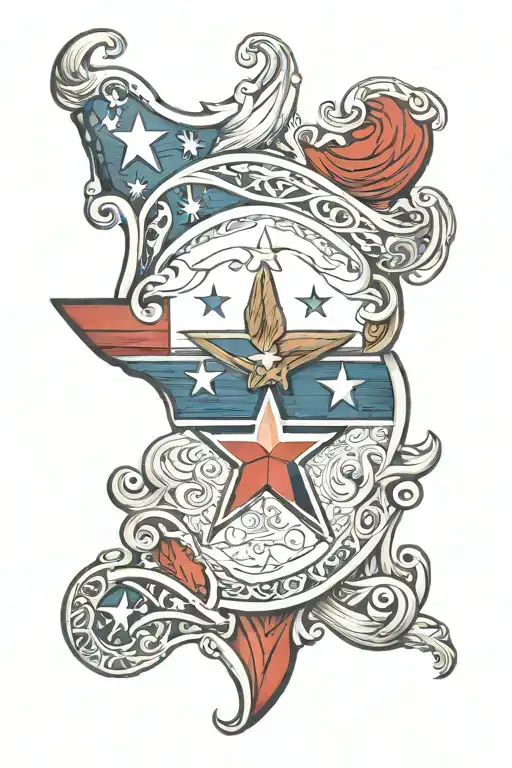 Texas flag intertwined tattoo design idea