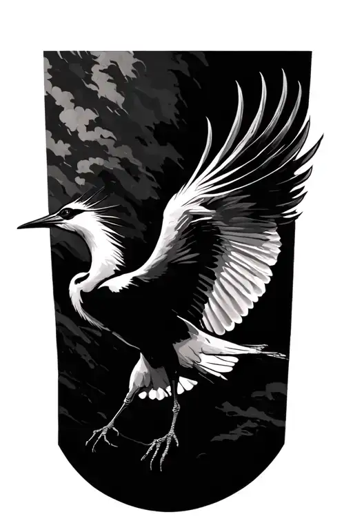 crane bird flying tattoo design idea