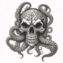 Scary octopus skull surrounded tattoo design idea