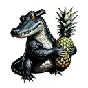 fernet alligator holding pineapple tattoo design idea