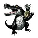 fernet alligator holding pineapple tattoo design idea