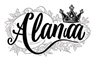 the name "Alana" in cursive with a Princess Peach Crown tattoo design idea