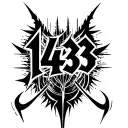 a tattoo templete that says 143 but it is in the style of cyber sigilism and it is black with sharp lines tattoo design idea