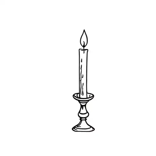 candle outline with flame on little stand.  tattoo design idea